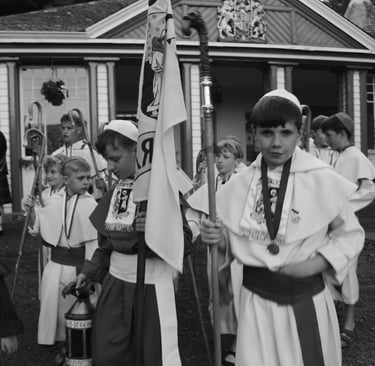 St Ronan's Wells ceremony participants mid ritual