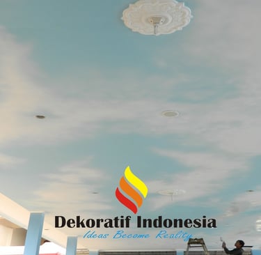 Jasa Cat Motif Awan Plafon Mall  