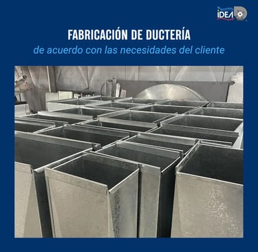 Fabricación de ductos de acero galvanizado para sistemas HVAC industriales personalizados.
