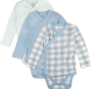 Baby onsie wrap style with snaps blue