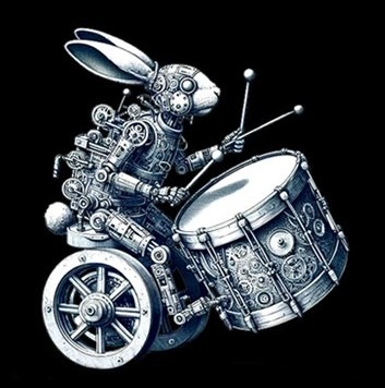 Lapin robot qui joue du tambour