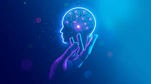 a person holding a glowing brain in their hands