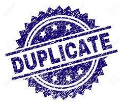 a rubber stamp with the word duplicate on it