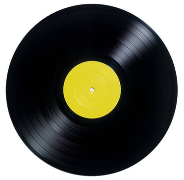 a vinyl record with a yellow label on it