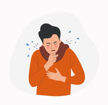 a man with a cold weather coat holding his hand to his chest