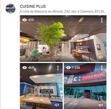 Photographie 360° d'un cuisiniste à Toulon, destinée à enrichir sa fiche Google Business.