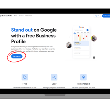 laptop showing how to start a free Google Business Profile