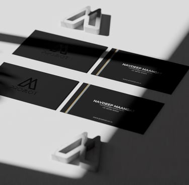 a business card with a business card holder of Promot Technologies