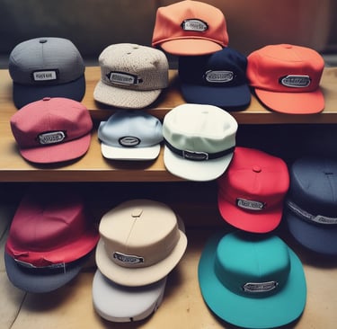 A close-up of fashion accessories including a black belt with a silver Medusa logo buckle, a rose gold analog watch with a black strap, and a folded red tie on top of blue and white clothing material.