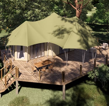 3D Rendering of a Siem Pang Forest Lodge tent
