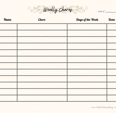 weekly chore chart