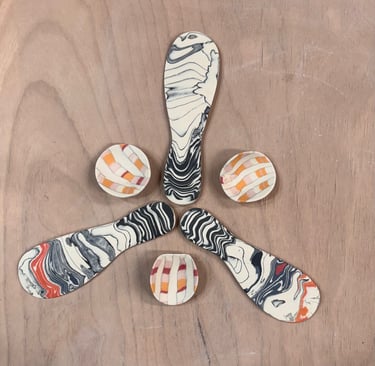 Porcelain Nerikomi knives and scoops