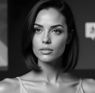 Vivienne’s soft-focused portrait, half-lit with luxury branding blurred behind