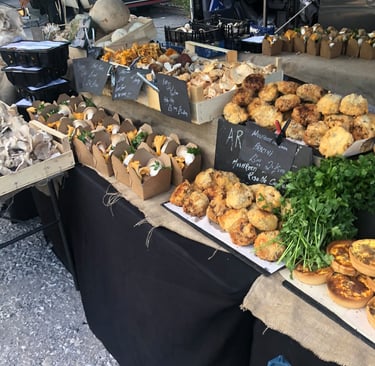 A fine selection of mushrooms and snacks