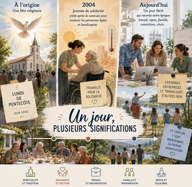 Images illustrant l'évolution de la signification du lundi de pentecôte