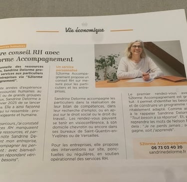 Article présentant l'activité de S2lorme Accompagnement avec ma photo