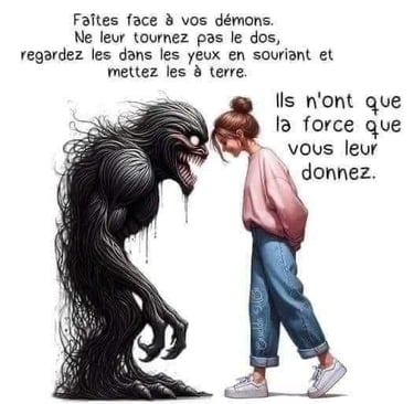 Santé mentale au travail un monstre face à une jeune fille qui résiste