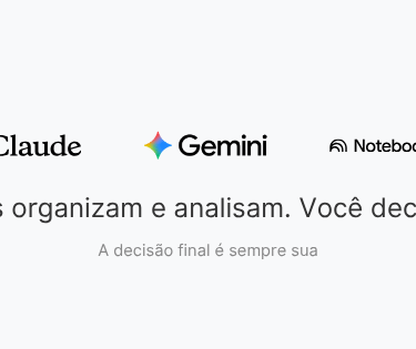 Logotipos das ferramentas de IA ChatGPT, Claude, Gemini, NotebookLM e Copilot com texto em português