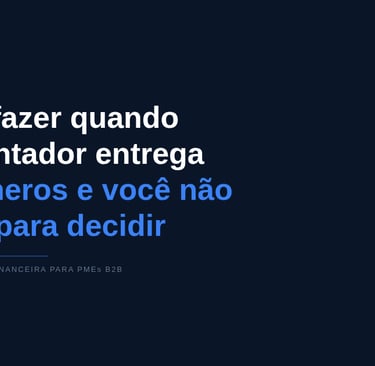 Texto em português sobre reestruturação financeira e contabilidade para PMEs B2B em fundo escuro.