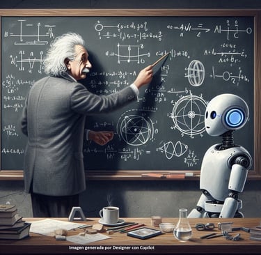 Albert Einstien le explica a una IA en qué consiste la tarea que debe realizar.