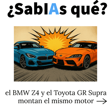 Dibujo de dos coches diferentes enfrentados que tienen el mismo motor.