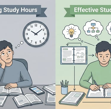 Difference between counting study hours and effective study hours for CA students