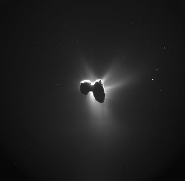 Comet 67P/Churyumov-Gerasimenko as seen from the spacecraft Rosetta.