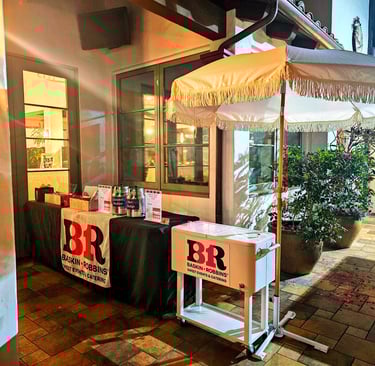 BR Sweet Events ice cream cart and sundae station at a golf course wedding venue