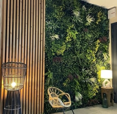 murs végétaux artificielles, panneaux bois