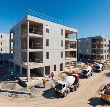 Construção de predios de três andares