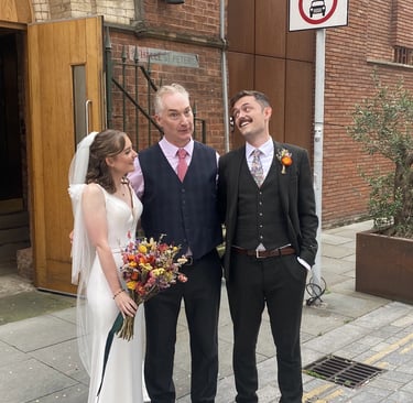 David Allbutt Celebrant with Couple After Their Wedding Ceremony