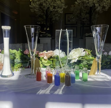 Sand Ceremony Glass Vases And Different Coloured Sand