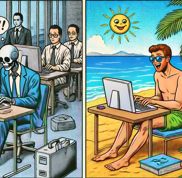 Showing office work vs remote work