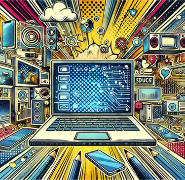 illustration of a futuristic digital interface with interconnected devices