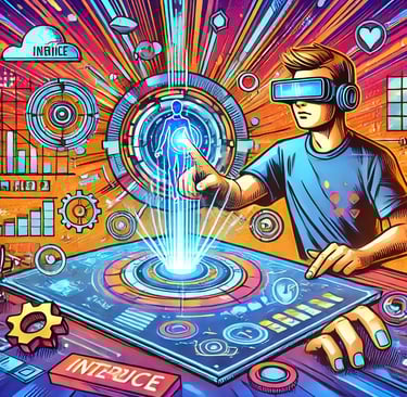 person engaging with a holographic display