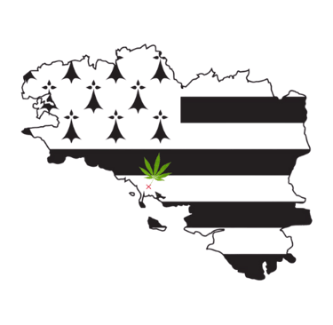 Carte Bretagne avec feuille de chanvre, localisation approximative et confidentialité préservée