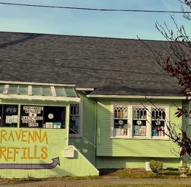 Photo of light green Ravenna Refills building