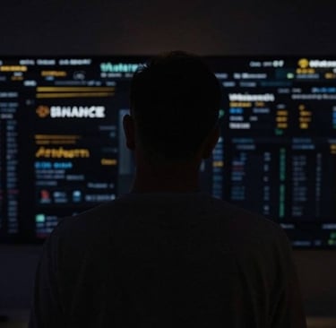 a man in a white shirt is looking at a computer screen