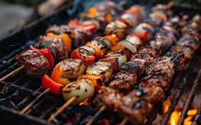 Indian street-style BBQ platter, BBQ franchise outlet, Map of India BBQ outlets.
