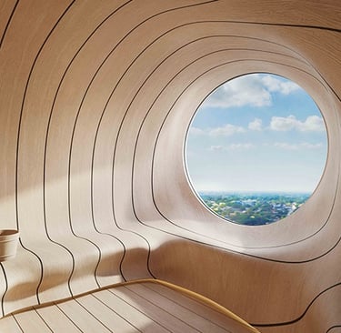 a wooden bench with a window