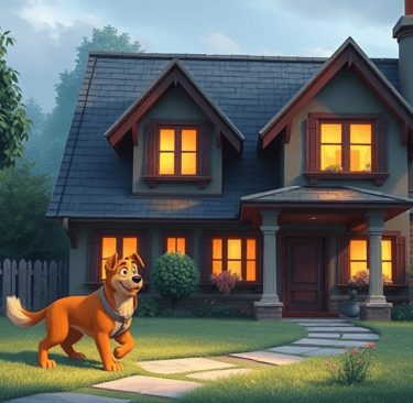 chien qui surveille une maison