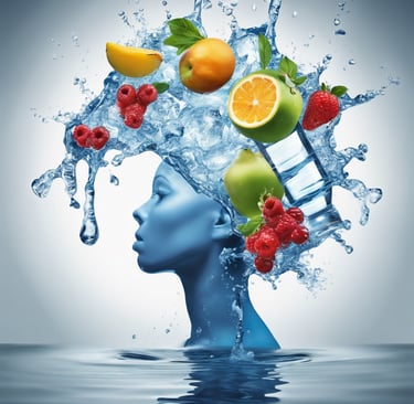 Uma mulher feita de agua mostrando a inportancia da hidratacao para a saude e bem-estar