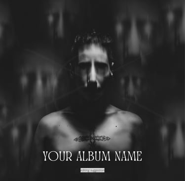 a dark portrait with ghost in the background