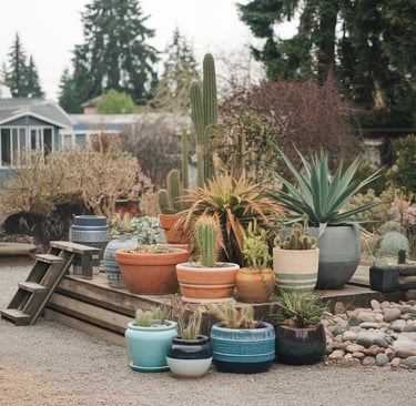Drought tolerant plants in pots