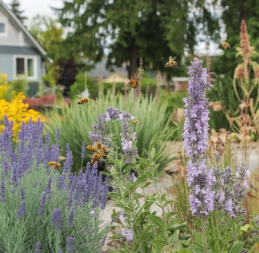 bees polinating flowers