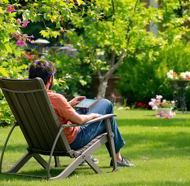 Sitting in Chair in Garden guy