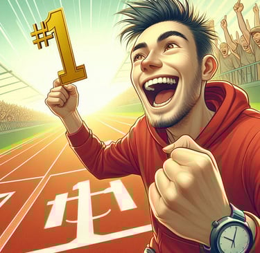 happy and excited person for being number one