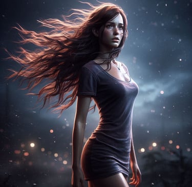 photoshoot of Ellie Williams in the wind