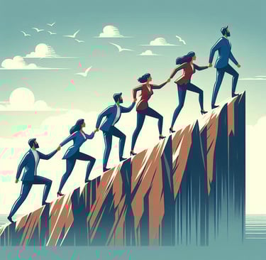 a Team helping each other to success