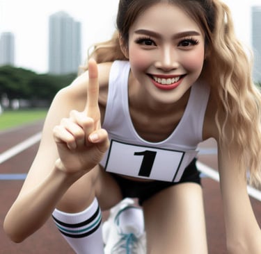 Happy winner sports girl